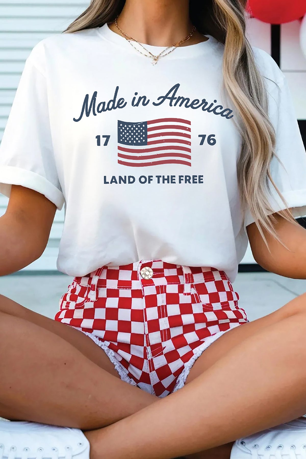 White American Flag Retro Inspired Graphic Tee
