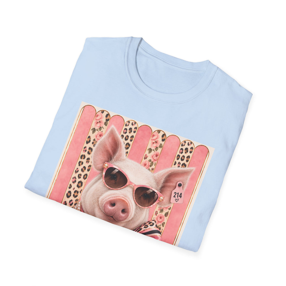 Pig Portrait T-Shirt — Fancy Pig with Sunglasses & Scarf Graphic Tee