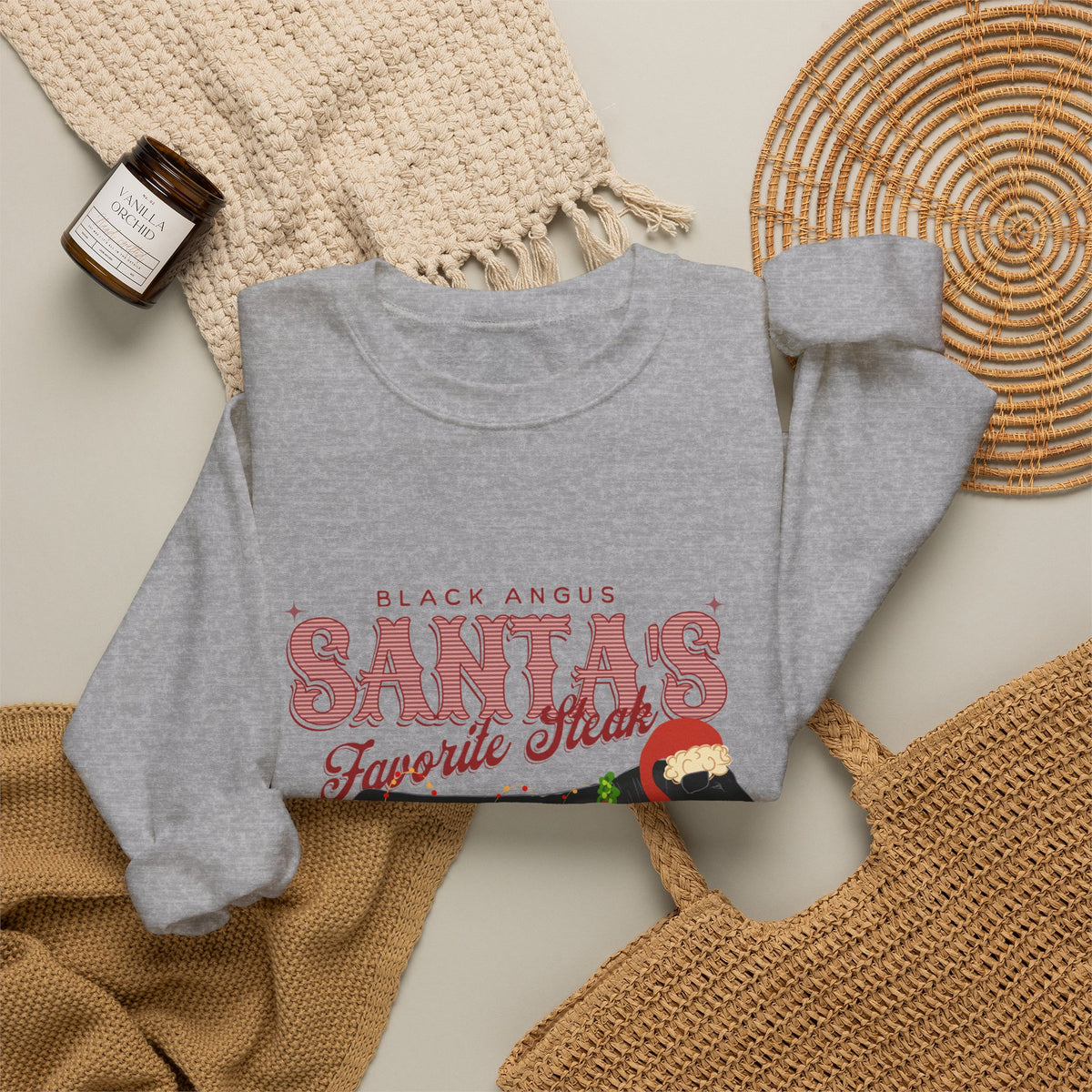 Santa’s Favorite Steer Sweatshirt — Holiday Cow Graphic Crewneck
