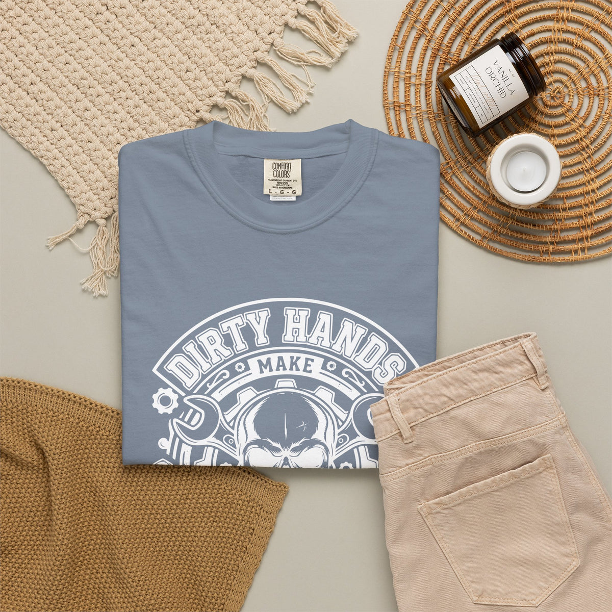 T-Shirt — "Dirty Hands Make Clean Money" Skull Mechanic Vintage Tee