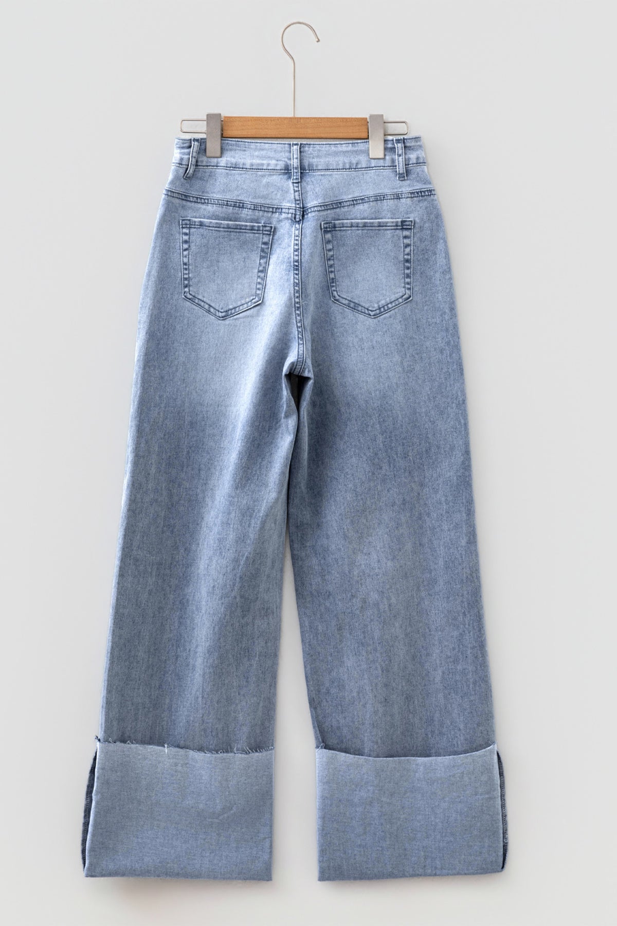 Beau Blue Turn-up Cuffs Womens Loose Jeans