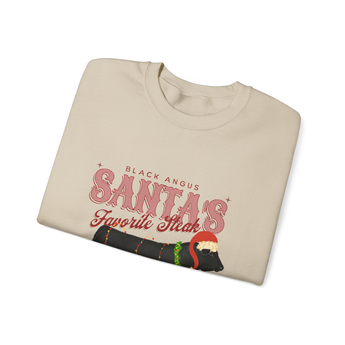 Santa’s Favorite Steer Sweatshirt — Holiday Cow Graphic Crewneck