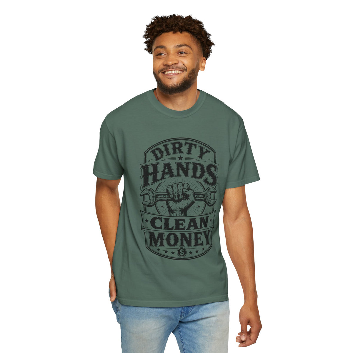 Dirty Hands Clean Money T-Shirt — Vintage Mechanic Wrench Tee for Tradespeople