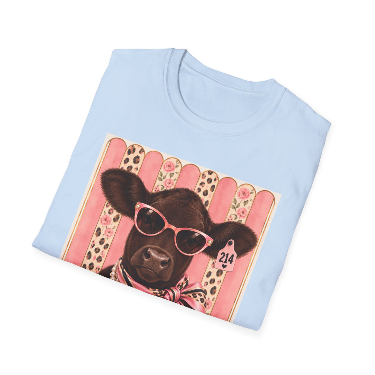Cow Portrait T-Shirt — Glam Cow with Sunglasses & Scarf