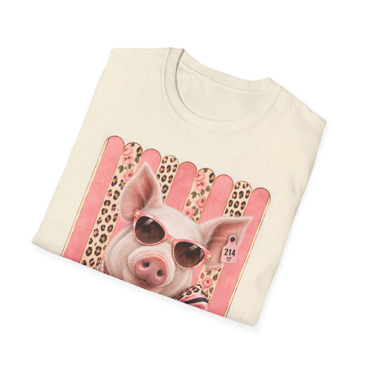 Pig Portrait T-Shirt — Fancy Pig with Sunglasses & Scarf Graphic Tee