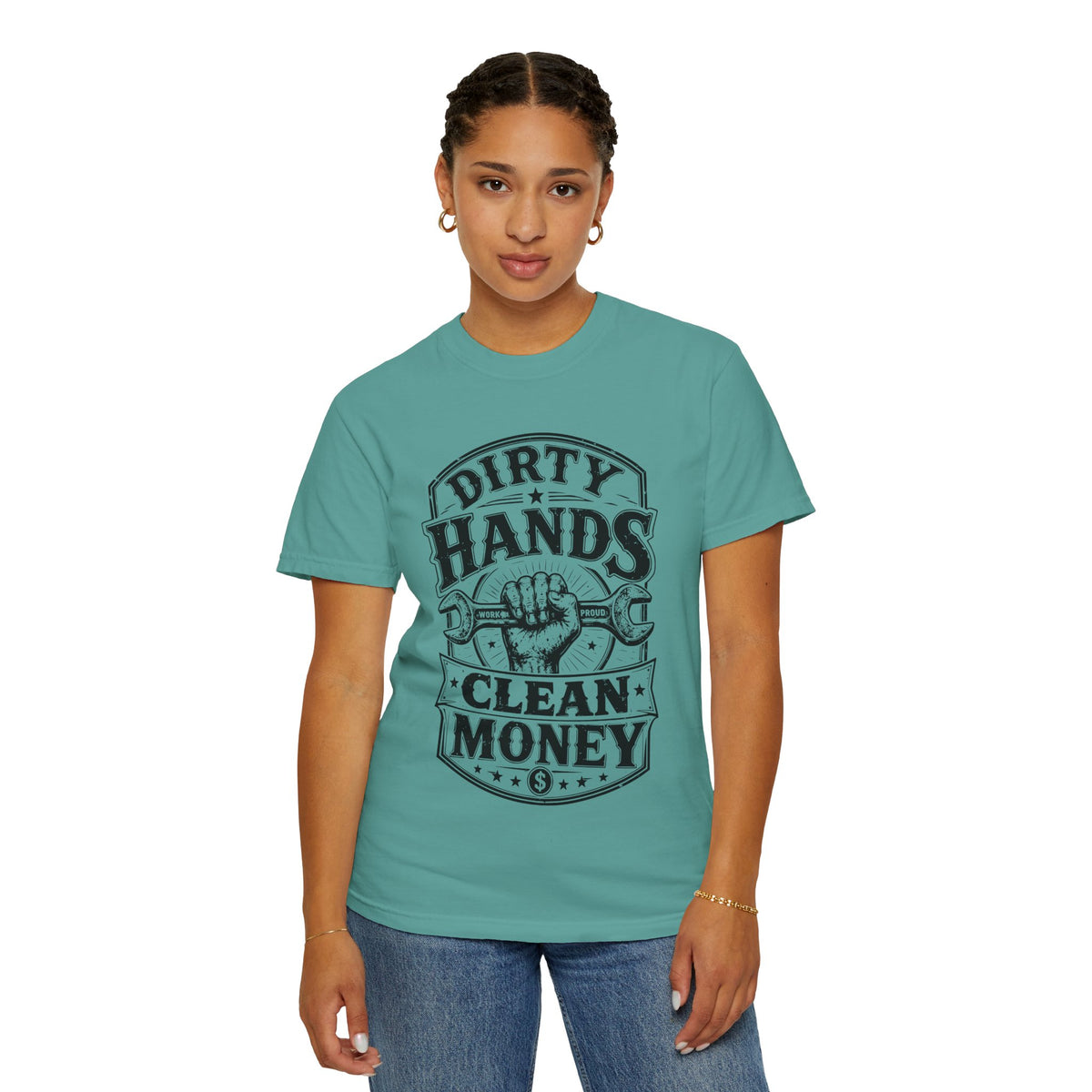Dirty Hands Clean Money T-Shirt — Vintage Mechanic Wrench Tee for Tradespeople