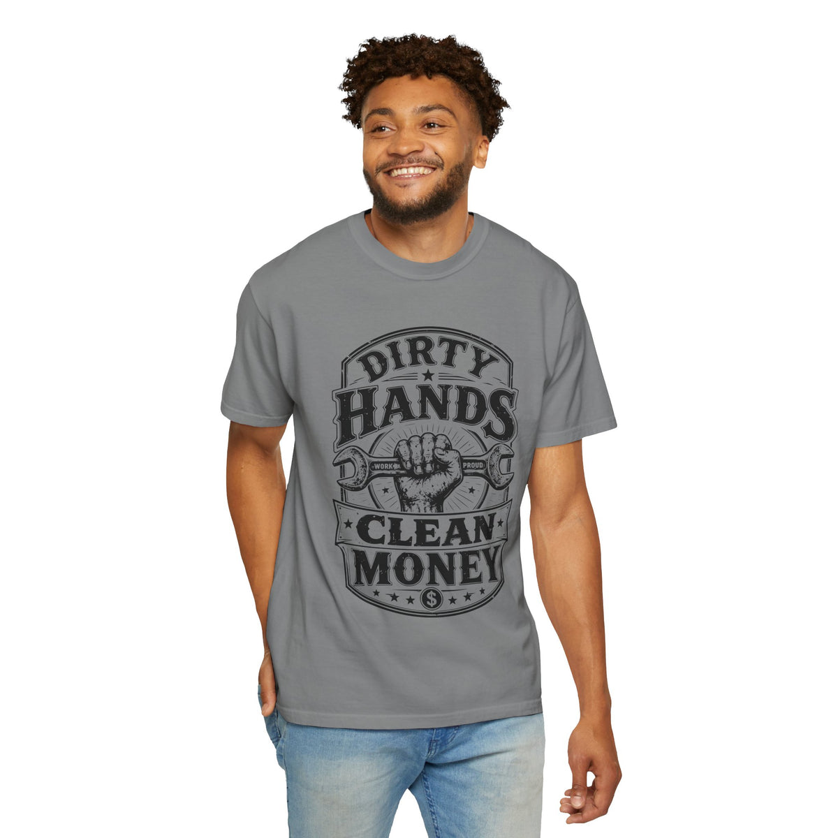 Dirty Hands Clean Money T-Shirt — Vintage Mechanic Wrench Tee for Tradespeople