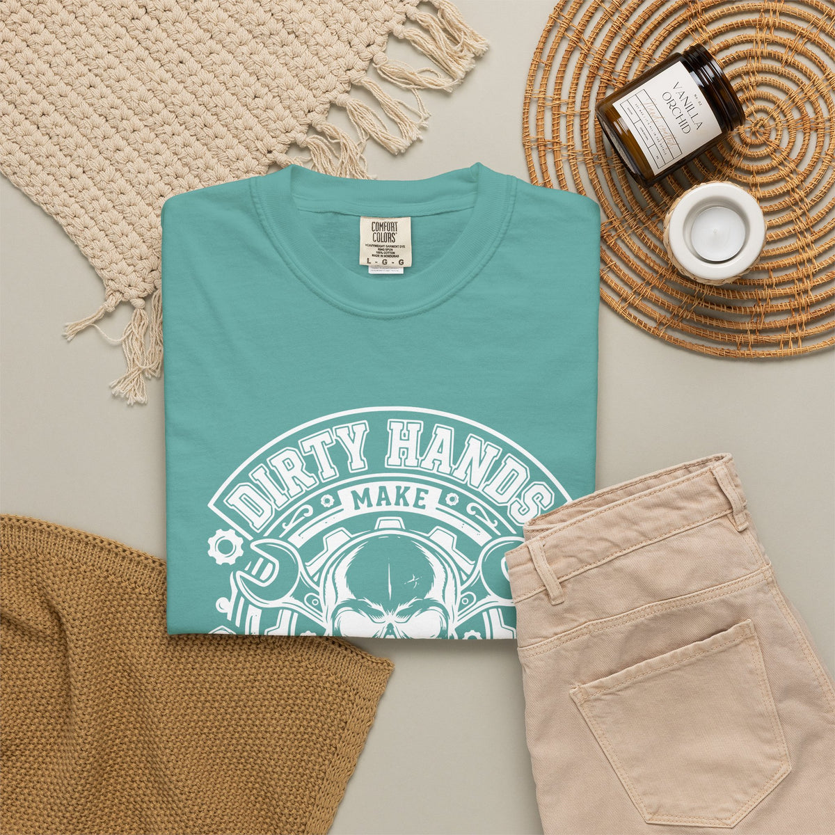T-Shirt — "Dirty Hands Make Clean Money" Skull Mechanic Vintage Tee