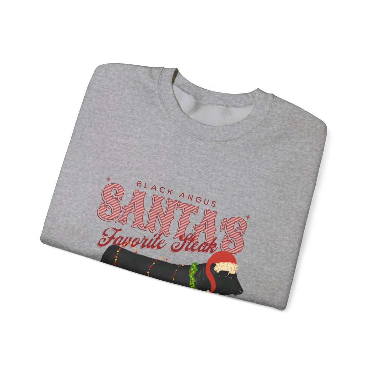 Santa’s Favorite Steer Sweatshirt — Holiday Cow Graphic Crewneck