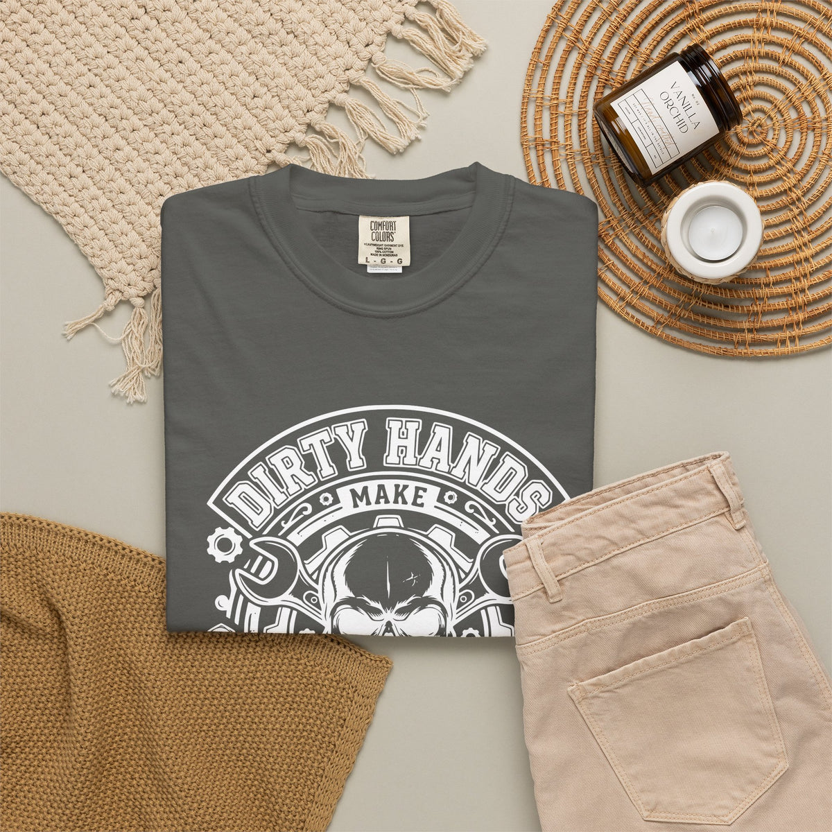 T-Shirt — "Dirty Hands Make Clean Money" Skull Mechanic Vintage Tee