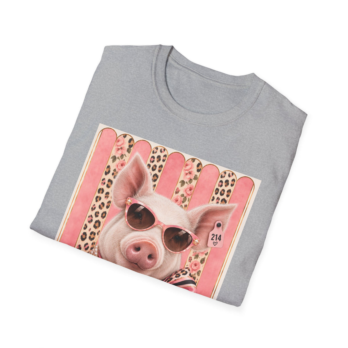 Pig Portrait T-Shirt — Fancy Pig with Sunglasses & Scarf Graphic Tee
