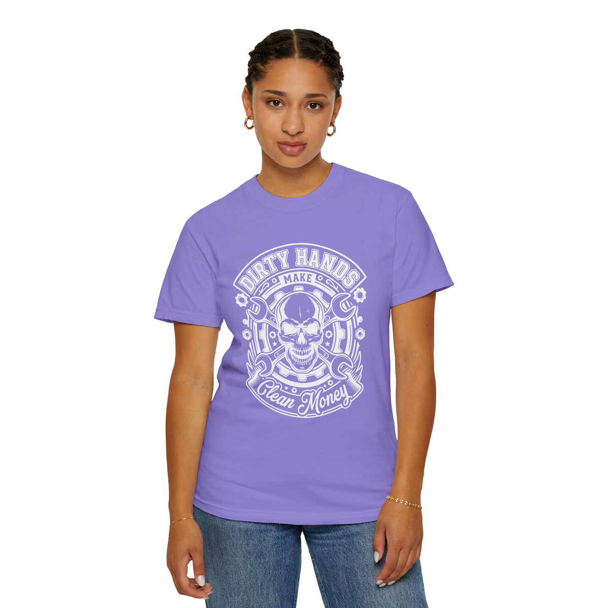 T-Shirt — "Dirty Hands Make Clean Money" Skull Mechanic Vintage Tee
