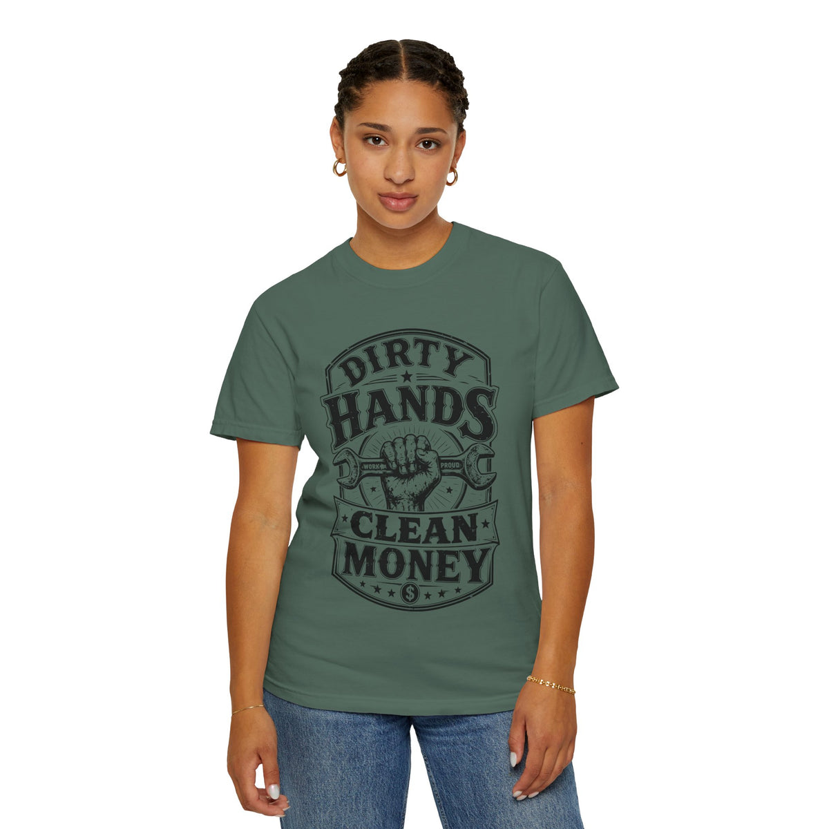 Dirty Hands Clean Money T-Shirt — Vintage Mechanic Wrench Tee for Tradespeople
