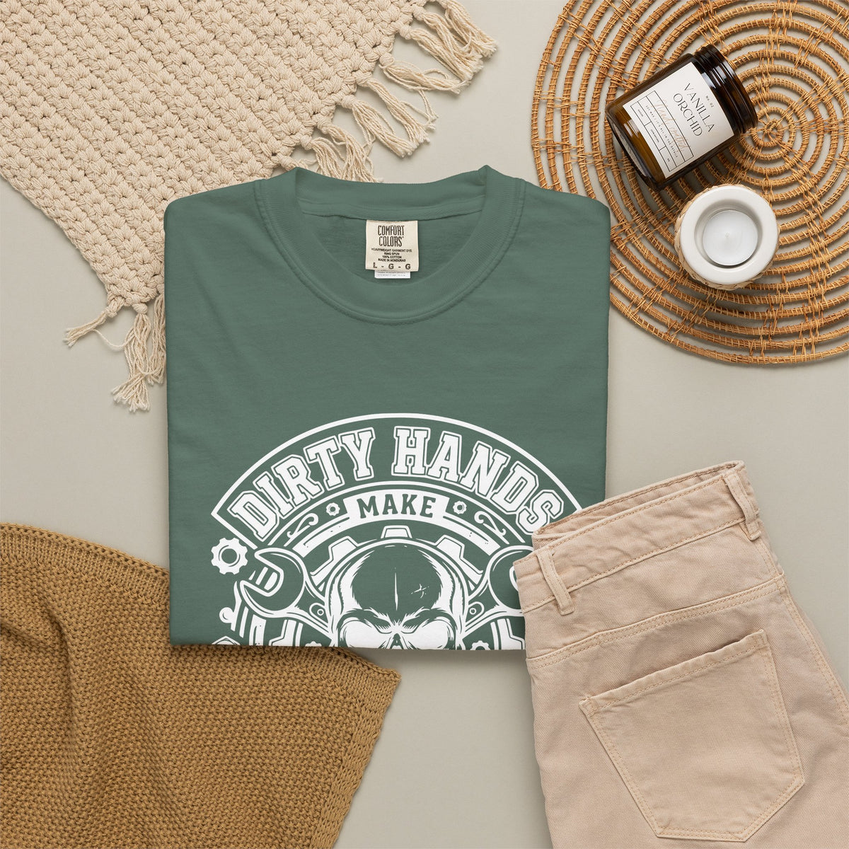 T-Shirt — "Dirty Hands Make Clean Money" Skull Mechanic Vintage Tee