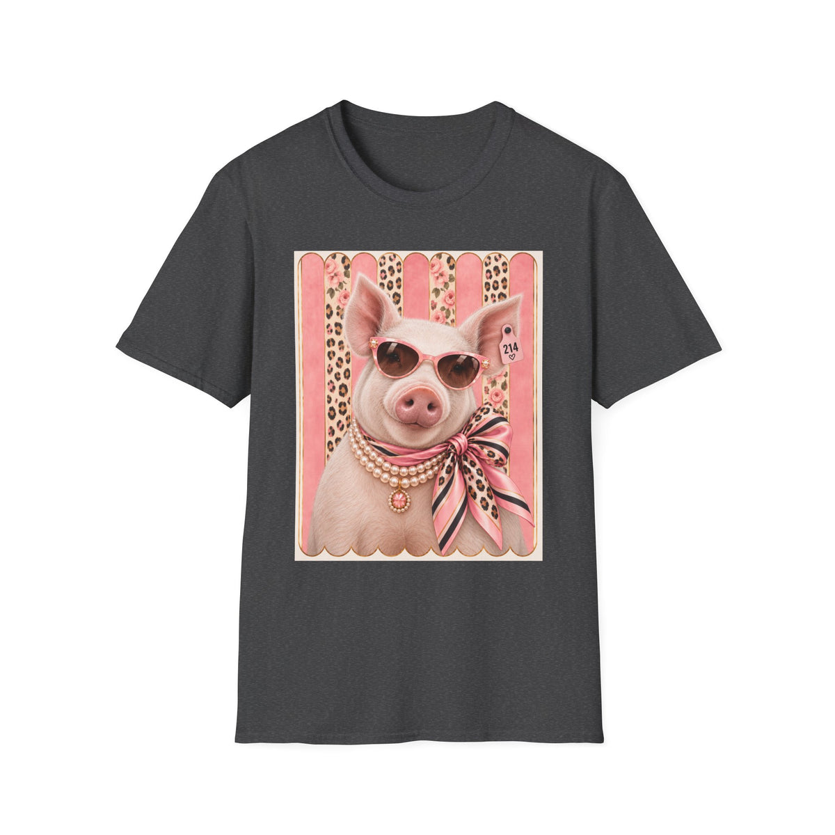 Pig Portrait T-Shirt — Fancy Pig with Sunglasses & Scarf Graphic Tee