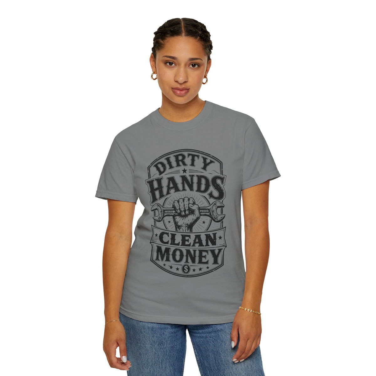 Dirty Hands Clean Money T-Shirt — Vintage Mechanic Wrench Tee for Tradespeople