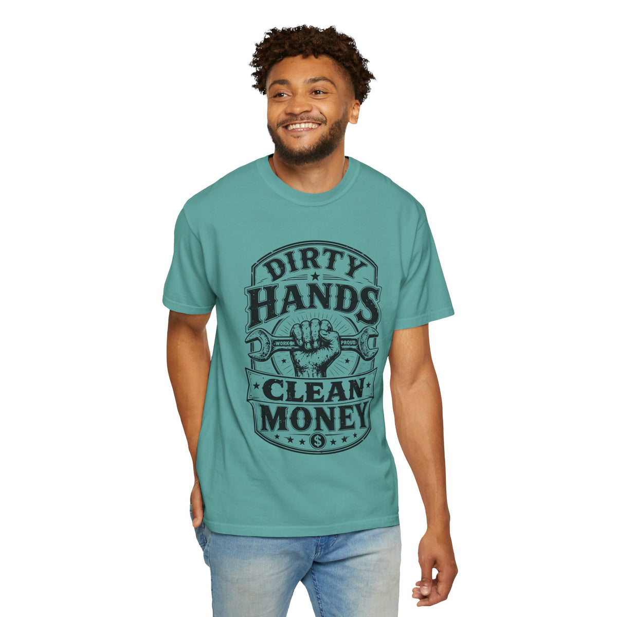 Dirty Hands Clean Money T-Shirt — Vintage Mechanic Wrench Tee for Tradespeople