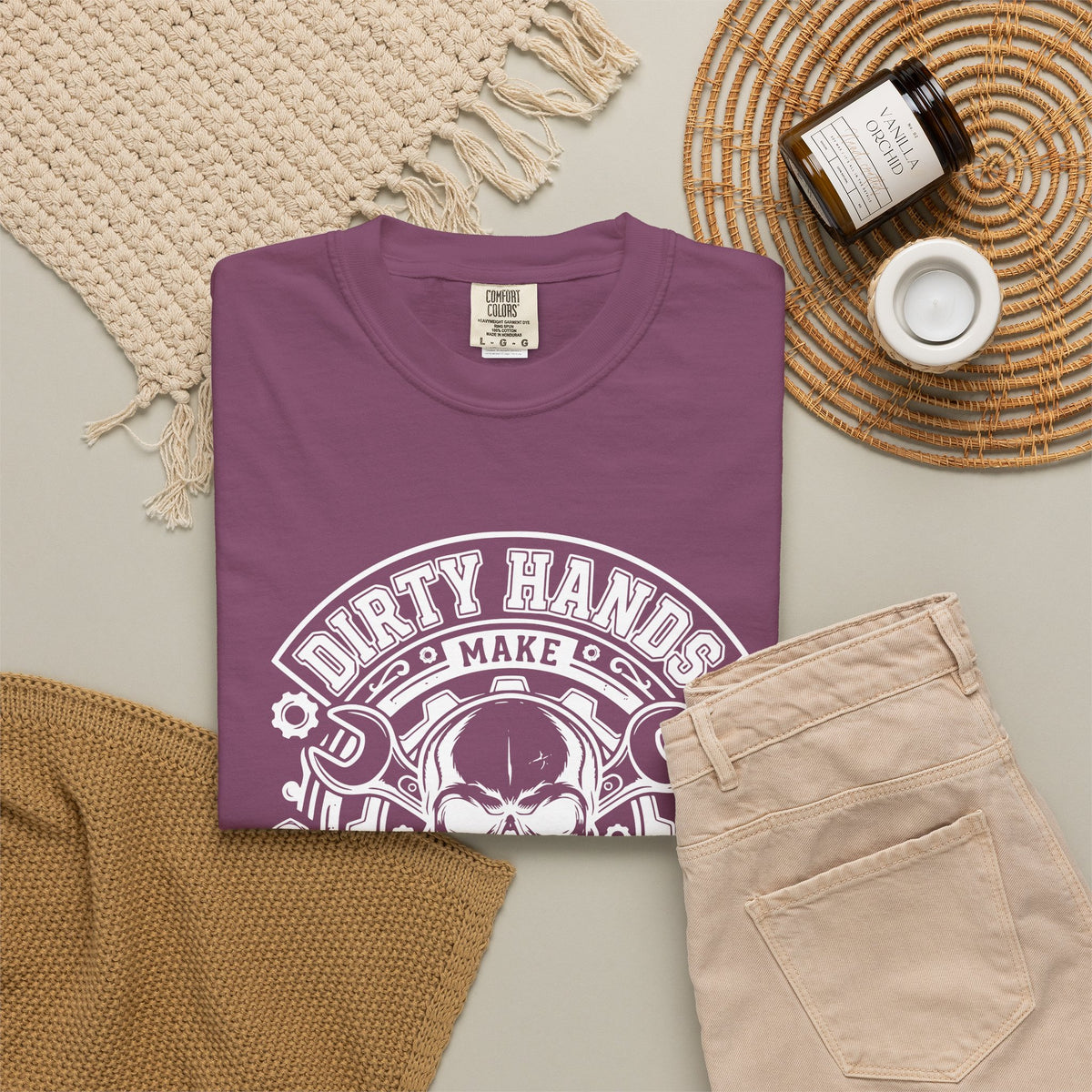 T-Shirt — "Dirty Hands Make Clean Money" Skull Mechanic Vintage Tee