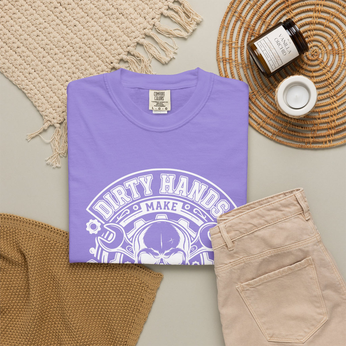T-Shirt — "Dirty Hands Make Clean Money" Skull Mechanic Vintage Tee