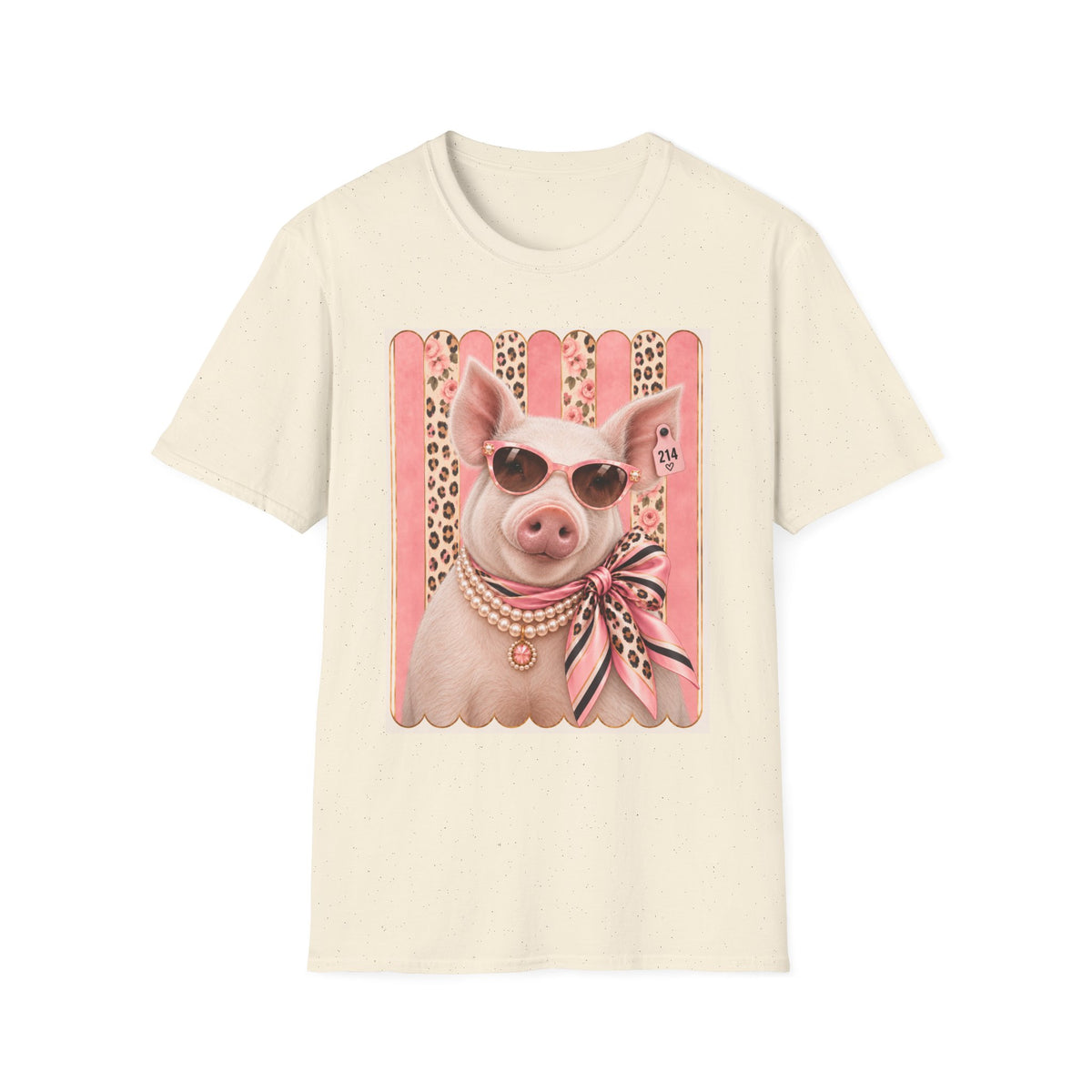 Pig Portrait T-Shirt — Fancy Pig with Sunglasses & Scarf Graphic Tee