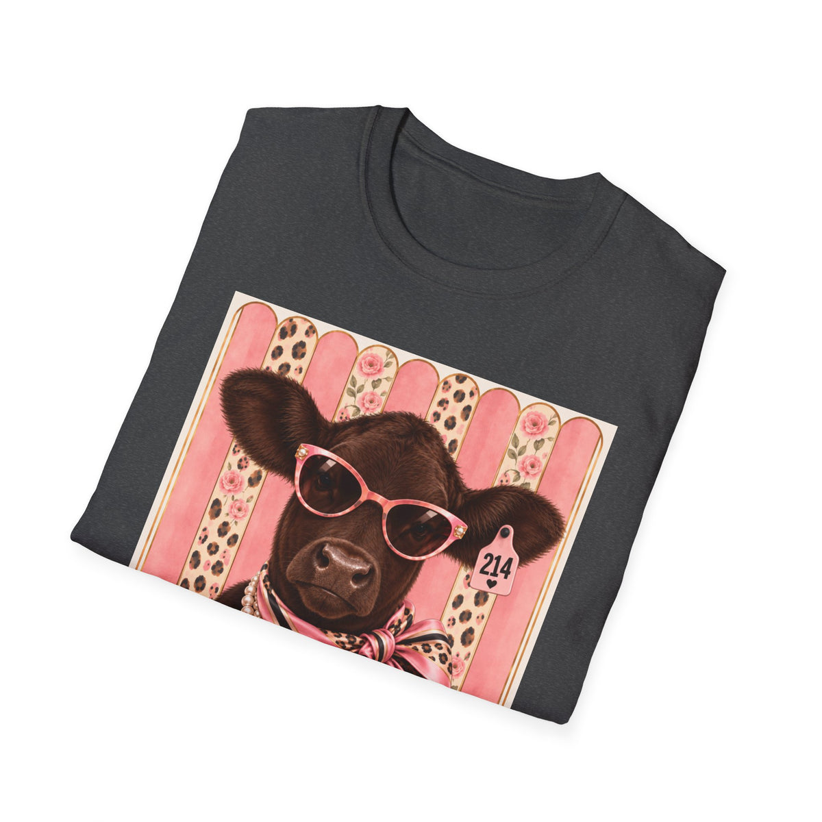 Cow Portrait T-Shirt — Glam Cow with Sunglasses & Scarf