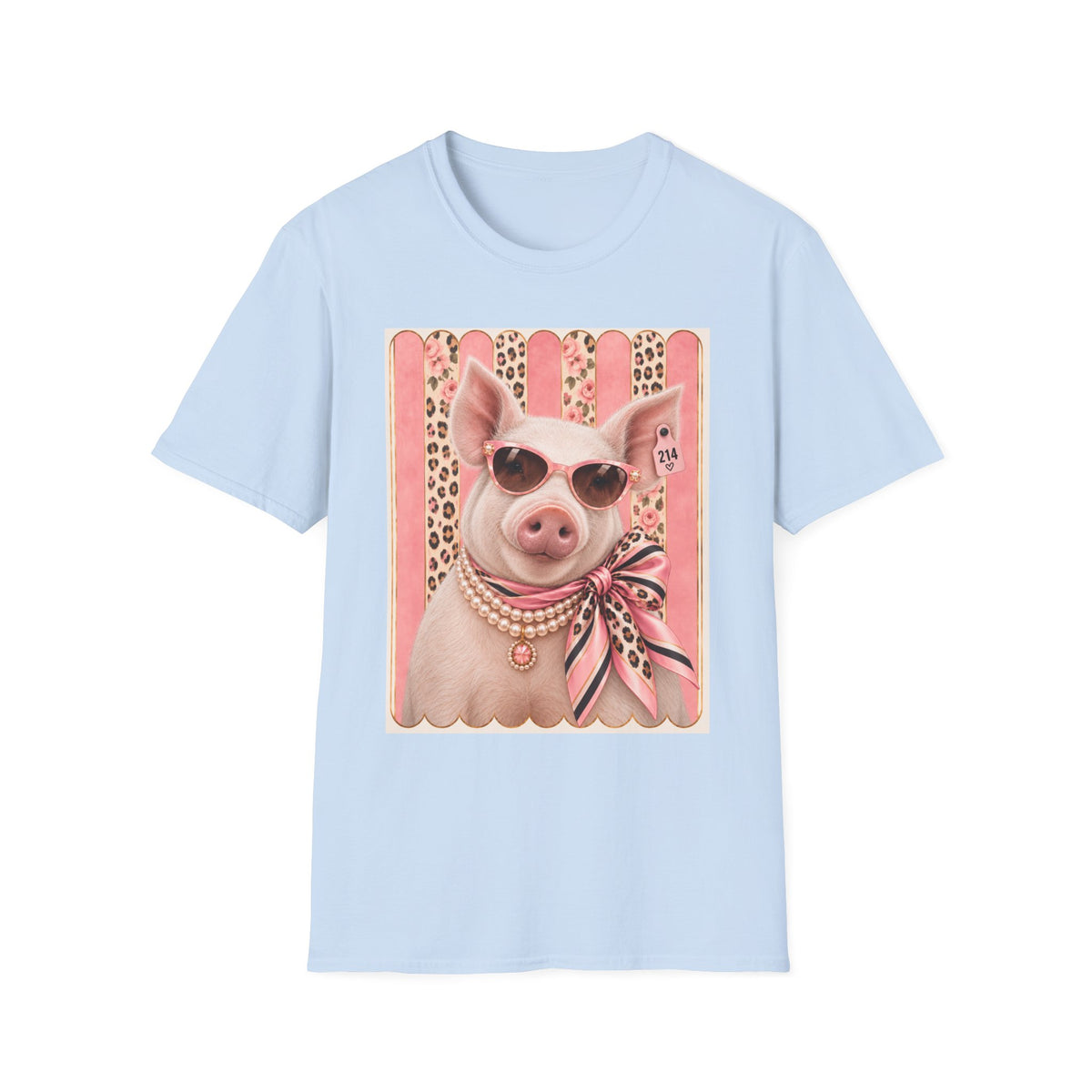 Pig Portrait T-Shirt — Fancy Pig with Sunglasses & Scarf Graphic Tee