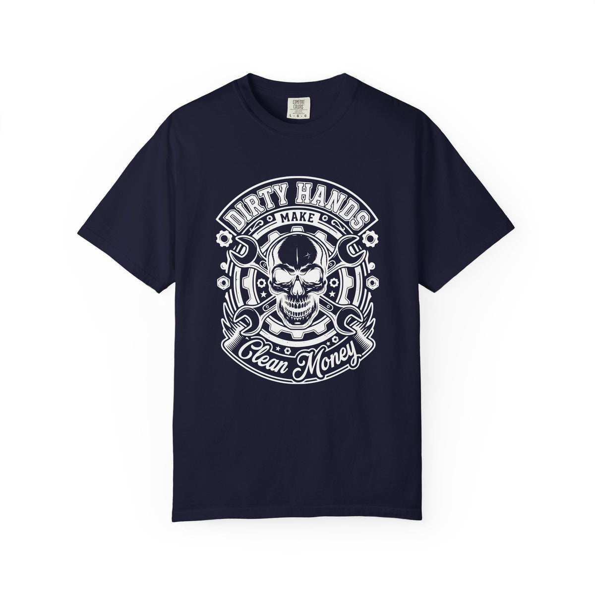 T-Shirt — "Dirty Hands Make Clean Money" Skull Mechanic Vintage Tee