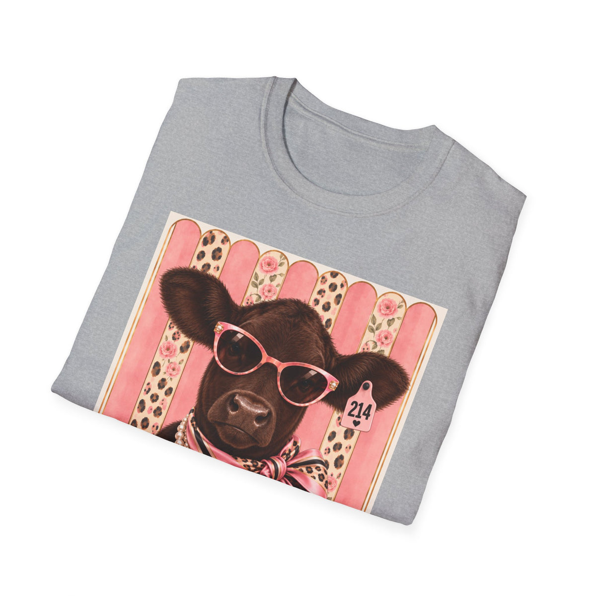 Cow Portrait T-Shirt — Glam Cow with Sunglasses & Scarf