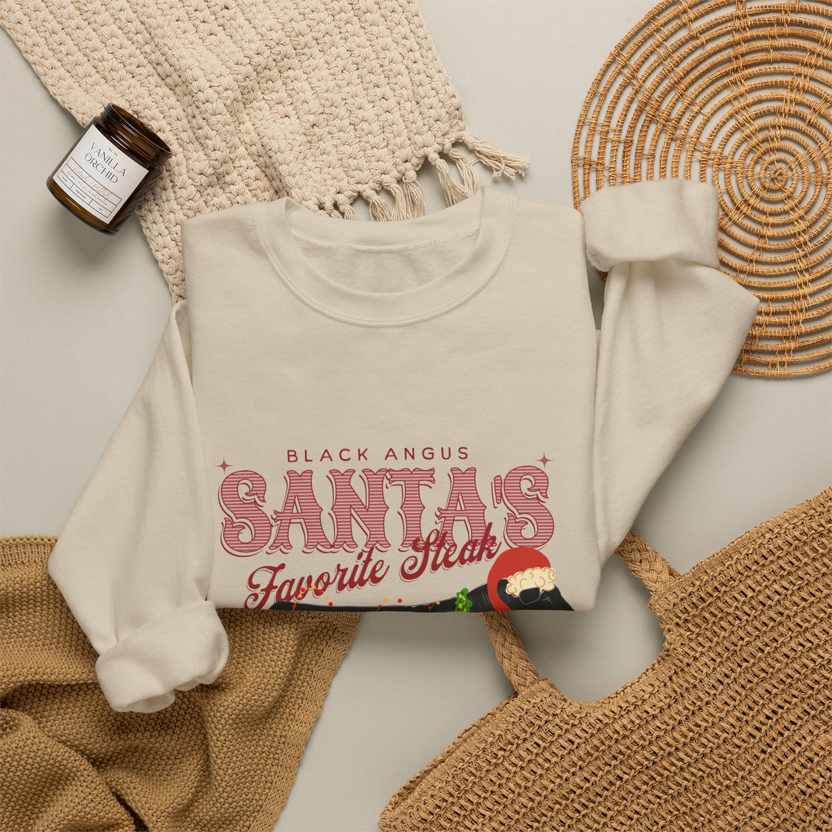 Santa’s Favorite Steer Sweatshirt — Holiday Cow Graphic Crewneck