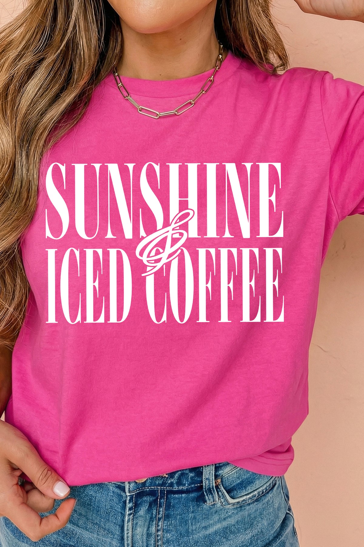 Rose Red SUNSHINE ICED COFFEE Casual Summer T Shirt