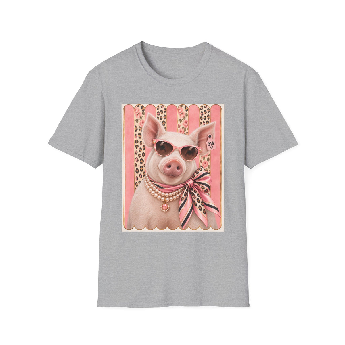 Pig Portrait T-Shirt — Fancy Pig with Sunglasses & Scarf Graphic Tee
